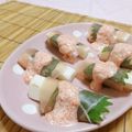 赤い電話's cooksnap of when they made 山芋の生ハムしそ巻明太マヨがけ.