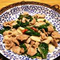 meg115's cooksnap of when they made つるむらさきと豚こまのピリ辛ニンニク炒め.