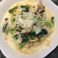 苺＊cake's cooksnap of when they made 簡単ランチ★舞茸と玉ねぎの豆乳パスタ.