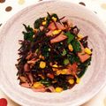 patepateco's cooksnap of when they made ツルムラサキとハムのニンニクバター炒め.