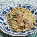 mahika's cooksnap of when they made 鮭と白菜の味噌クリームパスタ.