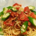 ミユキーノ's cooksnap of when they made 夏にぴったり！トマトとオクラの冷製パスタ.