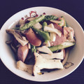 ＣＴＵ's cooksnap of when they made ウィンナーとエリンギとアスパラ黒胡椒炒め.
