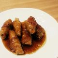 yukimuck's cooksnap of when they made 豚ロース肉の野菜巻き巻き♪照り焼き♪.