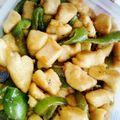 momocookin's cooksnap of when they made 鶏ムネ肉とピーマンの炒めもの.