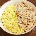 マカロニ公爵's cooksnap of when they made 調理室ﾖﾘ～炒めない★保育園のふわ二色丼.