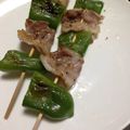 あべさだを's cooksnap of when they made 居酒屋のピーマンと豚バラの串焼き再現.