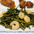 ぽんずー's cooksnap of when they made ✿殻付海老と空芯菜炒め✿.