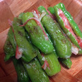 ムーヒツジ's cooksnap of when they made ししとうのカニかま挟み焼き.