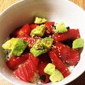 ぽんぽこ2486's cooksnap of when they made カフェごはん★サーモンとアボカドの漬け丼.