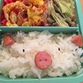 ポッパ's cooksnap of when they made キャラ弁 ブタちゃんのおにぎり.