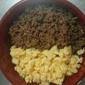 ぴよ族☆'s cooksnap of when they made 牛そぼろ丼☆ハートにして見ました♪.