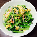 光ちゃん大好き's cooksnap of when they made 小松菜とカニかまとたまごの塩にんにく炒め.