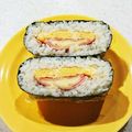 yuukari's cooksnap of when they made スクランブルエッグとハムのおにぎらず.