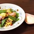 ゆにこーん☆'s cooksnap of when they made 簡単♡ベーコンとさやえんどうの卵とじ.