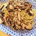 たえpon's cooksnap of when they made 秋刀魚ときのこの和風ガーリックパスタ.