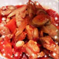 はにーくろーばー's cooksnap of when they made ゴボウと鶏肉の和風トマト煮.
