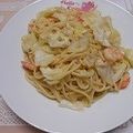 mino27's cooksnap of when they made 時短♪和えるだけ♡エビマヨパスタ.