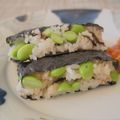 mimioui＊'s cooksnap of when they made ☆枝豆と塩昆布とゴマのおにぎらず☆.
