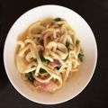 たかっち6090's cooksnap of when they made 簡単 うどんのカルボナーラ.