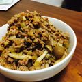 けめ＊'s cooksnap of when they made ミンチとしめじの炒め物.