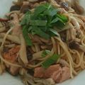 Runguri's cooksnap of when they made バター香る！鮭ときのこの秋パスタ.