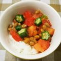 あーもこ's cooksnap of when they made 超簡単！納豆、オクラ、トマトの御飯.