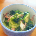 まゆみ母ちゃん's cooksnap of when they made いかげそで胡瓜とワカメの酢の物.
