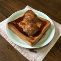あおの助's cooksnap of when they made 焼きチーズ黒蜜ミニ黒糖饅頭トースト！.
