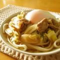 caramel-cookie's cooksnap of when they made 麺つゆで♪釜揚げ風肉うどん⁂温玉のせ.