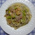 うめゆみこ's cooksnap of when they made エビと舞茸のクリ～ムパスタ☆.