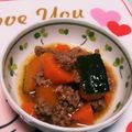 pnyo's cooksnap of when they made レンジで時短＊かぼちゃのひき肉あん.