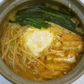 Ery's cooksnap of when they made 豚キムチ鍋焼きうどん.