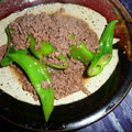 ムカルナス's cooksnap of when they made 万願寺唐辛子と合挽肉のにんにく炒め☆.