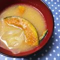 ＊marble＊'s cooksnap of when they made かぼちゃ・玉ねぎのゴマ味噌スープ.