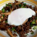 おーちゃん0722's cooksnap of when they made 挽き肉ときのこ丼 柚胡椒風味♪.
