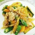 kawatomo's cooksnap of when they made オクラでとろっ♪カボチャと豚肉の炒め物.