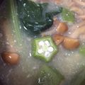 mmnnmn76's cooksnap of when they made オクラと小松菜 なめこの お味噌汁♪.
