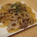 りりィさん's cooksnap of when they made 豚肉と蓮根の中華風パスタ.