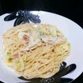 m_amuka's cooksnap of when they made キャベツとベーコンの豆乳スープパスタ.