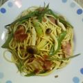 earth mama's cooksnap of when they made 長ネギとベーコン・キノコの和風パスタ♪.