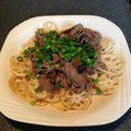 香亞子's cooksnap of when they made 牛肉と蓮根のバター醤油炒め.