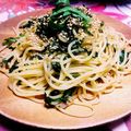 みぃーこたん１号's cooksnap of when they made 春菊とカリカリじゃこのニンニク醤油パスタ.