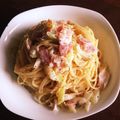 クック7HH0OM☆'s cooksnap of when they made 長ネギとベーコンのクリームパスタ.