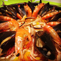 kobatomomi's cooksnap of when they made フライパンで簡単！魚介と夏野菜のパエリア.