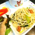 まきちん♪'s cooksnap of when they made 空芯菜とベーコンのオイルソースパスタ♪.