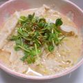 yoshiyurip's cooksnap of when they made 100円の餃子で豆乳担々麺風餃子スープだ.