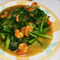 男の子4人のママもっち's cooksnap of when they made 簡単♪海老と青菜のオイスターソース炒め.