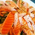 春音♪'s cooksnap of when they made 炙りサーモン♪焦がしニンニクソース.
