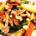 はるまつり's cooksnap of when they made ＊とろ～り半熟卵の小松菜と豚肉炒め.